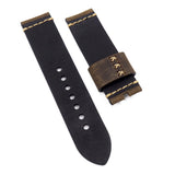 24mm Vintage Style Umber Brown Matte Calf Leather Watch Strap