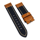 22mm, 24mm Burnt Orange Calf Leather Watch Strap, Crude Stitching
