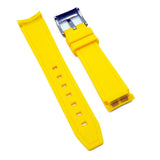 20mm Curved End Nylon Grain Yellow Rubber Watch Strap For Rolex, Omega and MoonSwatch
