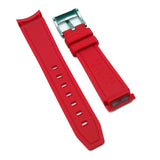20mm Curved End Nylon Grain Red Rubber Watch Strap For Rolex, Omega and MoonSwatch