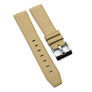 20mm Curved End Nylon Grain Tortilla Brown Rubber Watch Strap For Rolex, Omega and MoonSwatch