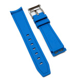 20mm Curved End Nylon Grain Blue Rubber Watch Strap For Rolex, Omega and MoonSwatch