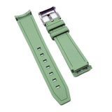 20mm Curved End Nylon Grain Emerald Green Rubber Watch Strap For Rolex, Omega and MoonSwatch