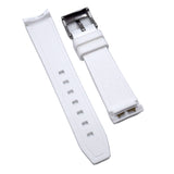 20mm Curved End Nylon Grain White Rubber Watch Strap For Rolex, Omega and MoonSwatch