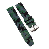 20mm Curved End Green Camo Rubber Watch Strap For Rolex, Omega and MoonSwatch