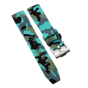 20mm Curved End Tiffany Blue Camo Rubber Watch Strap For Rolex, Omega and MoonSwatch