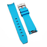 20mm Curved End Sky Blue Camo Rubber Watch Strap For Rolex, Omega and MoonSwatch