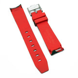 20mm Curved End Red Camo Rubber Watch Strap For Rolex, Omega and MoonSwatch