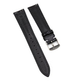 19mm Black Patent Leather Watch Strap w/ White Stitching, Quick Release Spring Bars