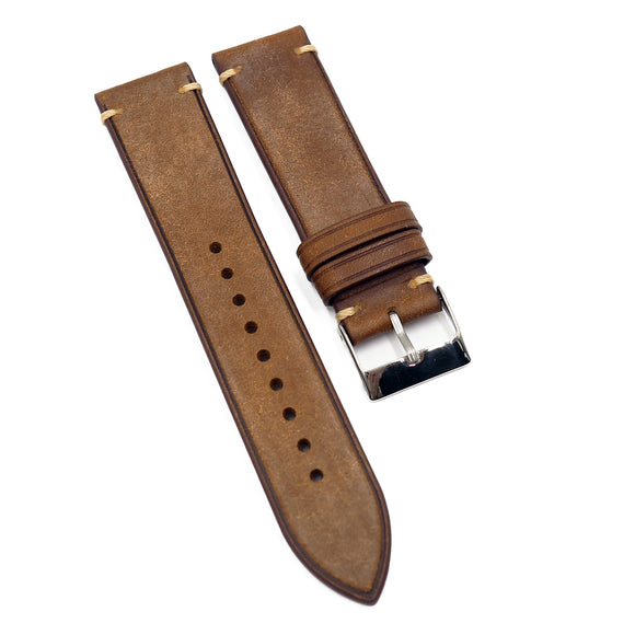 22mm Vintage Style Spice Orange Pueblo Calf Leather Watch Strap