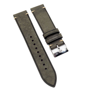 22mm Vintage Style Gray Pueblo Calf Leather Watch Strap