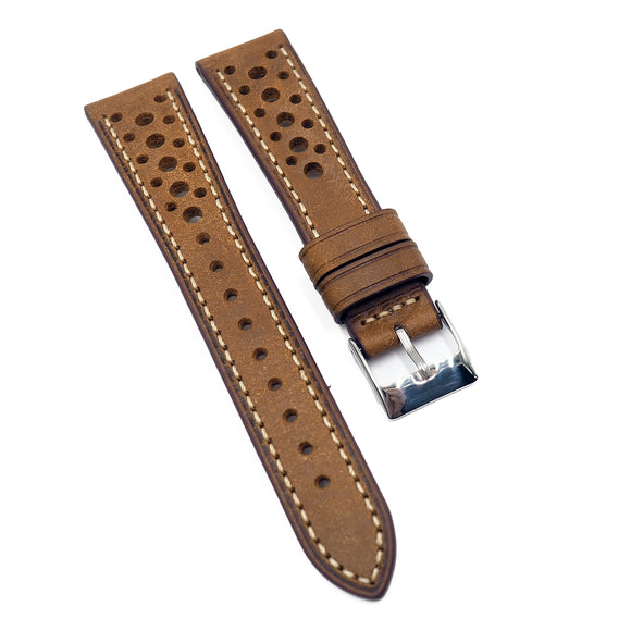 20mm, 21mm Spice Orange Pueblo Calf Leather Racing Watch Strap