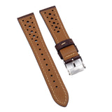 20mm, 21mm Brown Pueblo Calf Leather Racing Watch Strap