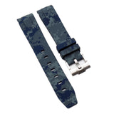 20mm Curved End Blue Digital Camo Rubber Watch Strap For Rolex, Omega and MoonSwatch