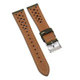 20mm, 21mm Olive Green Pueblo Calf Leather Racing Watch Strap