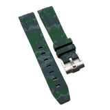 20mm Curved End Green Digital Camo Rubber Watch Strap For Rolex, Omega and MoonSwatch