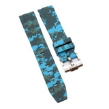 20mm Curved End Sky Blue Digital Camo Rubber Watch Strap For Rolex, Omega and MoonSwatch