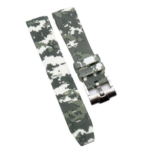 20mm Curved End White Digital Camo Rubber Watch Strap For Rolex, Omega and MoonSwatch