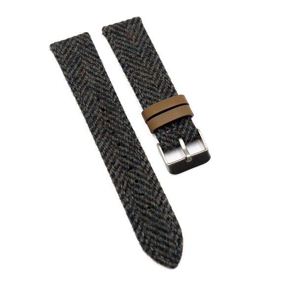18mm, 20mm, 22mm Harris Tweed Style Phthalo Green Fabric Watch Strap