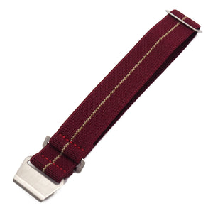 20mm, 22mm Military Style Wine Red & Jasmine Yellow Multi Color Elastic Nylon Watch Strap