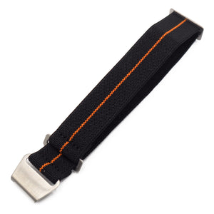 20mm, 22mm Military Style Black & Orange Multi Color Elastic Nylon Watch Strap