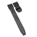 22mm Big Pilot Style Black Alligator Leather Watch Strap For IWC, Rivet Lug, Semi Square Tail