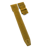 22mm Pilot Style Dijon Orange Matte Calf Leather Watch Strap For IWC, Rivet Lug, Semi Square Tail