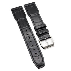 20mm, 21mm, 22mm Alligator Embossed Calf Leather Watch Strap For IWC, Semi Square Tail, 2 Colors