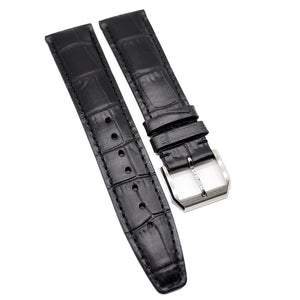 20mm, 21mm, 22mm Black Alligator Embossed Calf Leather Watch Strap For IWC-Revival Strap