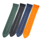 20mm, 22mm, 24mm Straight End Navy Blue FKM Rubber Watch Strap, Quick Release Spring Bars