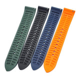 20mm, 22mm, 24mm Straight End Orange FKM Rubber Watch Strap, Quick Release Spring Bars
