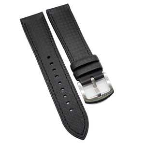 20mm, 22mm, 24mm Black Carbon Fiber Rubber Watch Strap