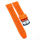 18mm, 20mm, 22mm Mini Rhombus Pattern Orange Straight End FKM Rubber Watch Strap, Quick Release Spring Bars