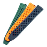 18mm, 20mm, 22mm Mini Rhombus Pattern Army Green Straight End FKM Rubber Watch Strap, Quick Release Spring Bars