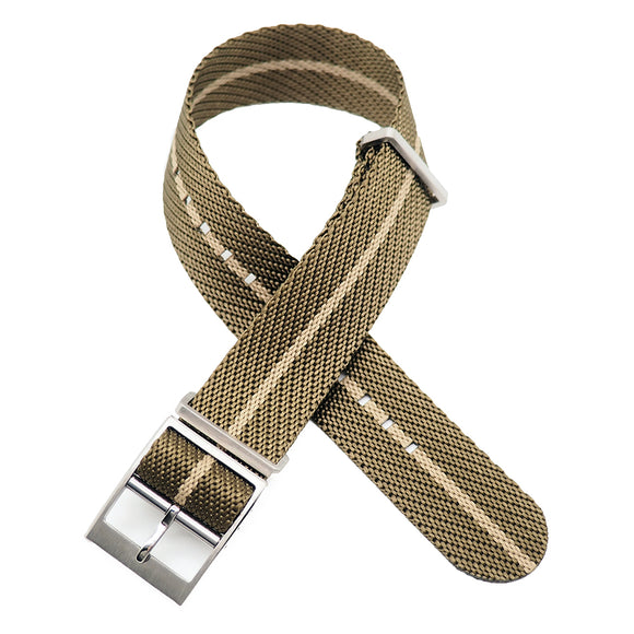20mm, 22mm Nato Style Army Green & Banana Yellow Multi Color Nylon Watch Strap, Adjustable Length