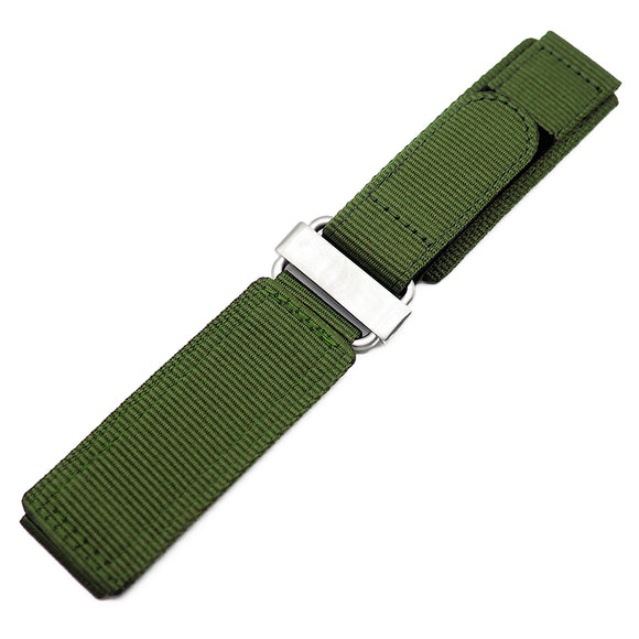 22mm Army Green Nylon Sport Velcro Watch Strap