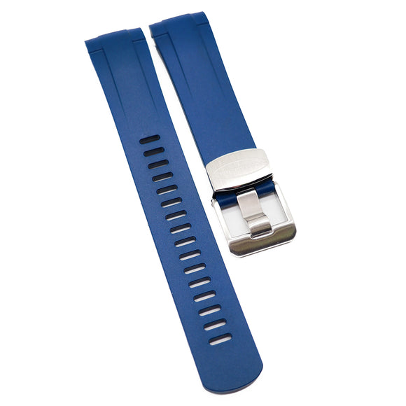 Crafter Blue 22mm Royal Blue Curved End Vulcanized Rubber Watch Strap For Tudor Pelagos