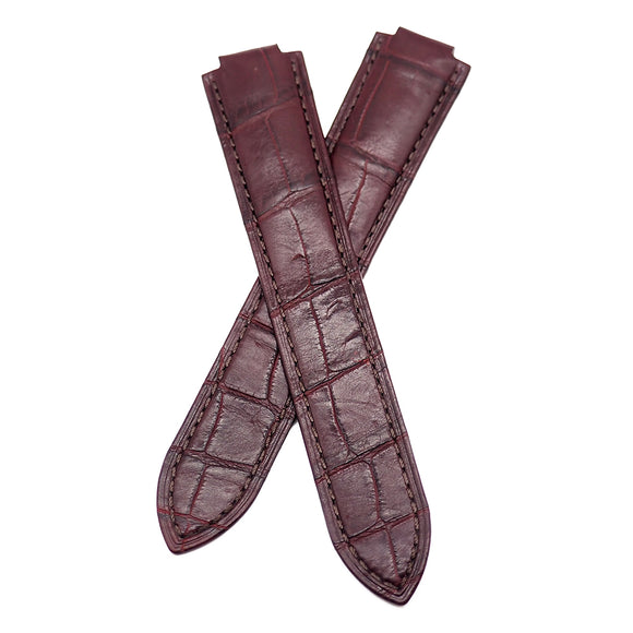 18mm Mahogany Red Alligator Leather Watch Strap For Cartier Ballon Blue 36mm
