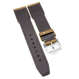 21mm Pilot Style Trombone Yellow Alligator Leather Watch Strap For IWC, Semi Square Tail