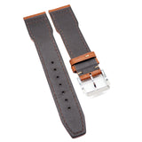 21mm Pilot Style Burnt Orange Alligator Leather Watch Strap For IWC, Semi Square Tail