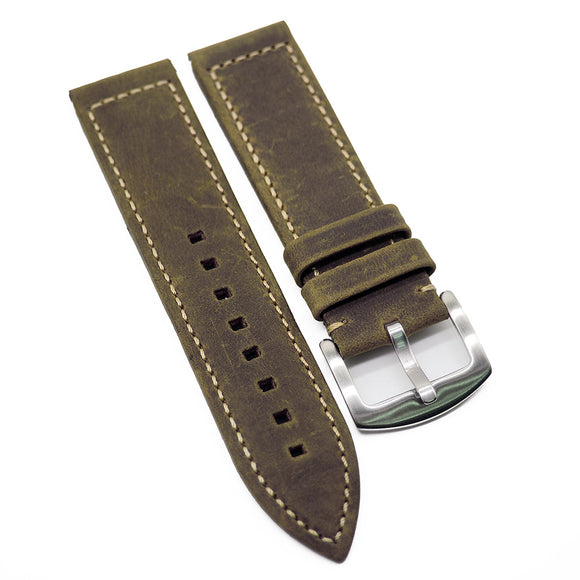 23mm Olive Brown Matte Calf Leather Watch Strap For Zenith-Revival Strap
