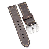 22mm, 24mm Umber Brown Calf Leather Watch Strap For Panerai