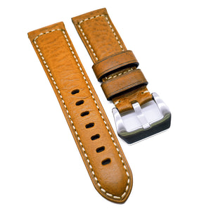 24mm, 26mm Ocher Orange Calf Leather Watch Strap For Panerai