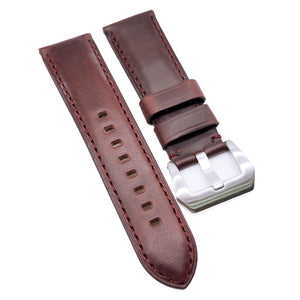 20mm, 22mm, 24mm Mahogany Red Horween Calf Leather Watch Strap