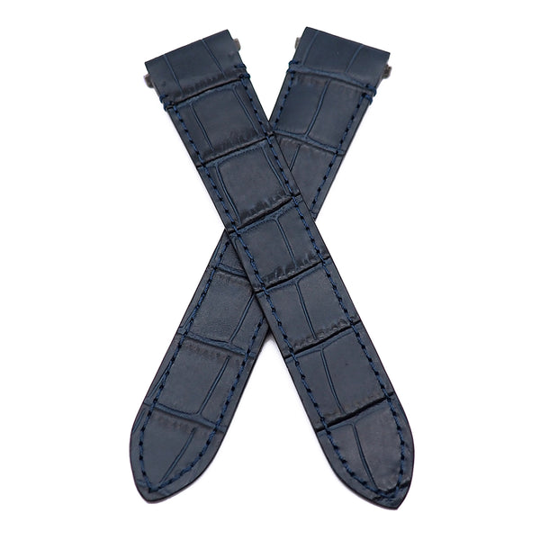 18mm, 21mm Navy Blue Alligator Embossed Calf Leather Watch Strap
