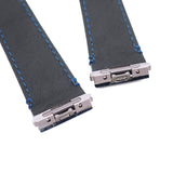 18mm Navy Blue Alligator Embossed Calf Leather Watch Strap For Cartier Santos Medium Model, Quick Switch System-Revival Strap