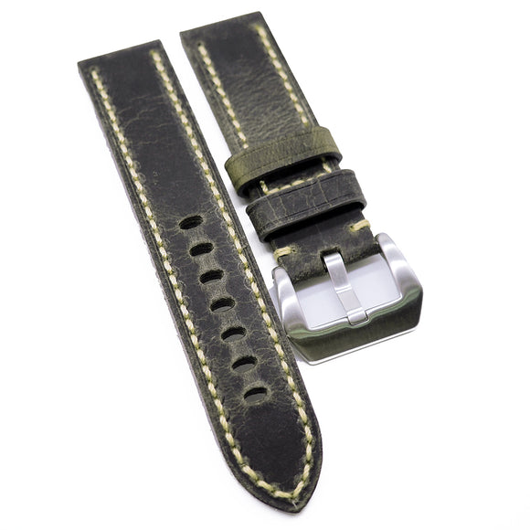 20mm, 22mm, 24mm Charcoal Gray Italy Calf Leather Watch Strap