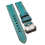 20mm Pine Green Calf Leather Watch Strap, Wide Stitching