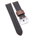 22mm Mahogany Red Calf Leather White Stitching Watch Strap, Quick Release Bars