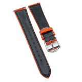20mm Orange Cordura Fabric Watch Strap, Quick Release Spring Bars